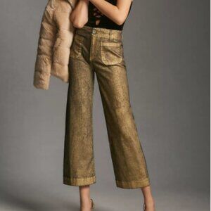 Anthropologie The Colette Foiled Denim Cropped Wide-Leg Pants by Maeve 26